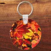 Colorful Autumn Leaves, goudrood oranje esdoorblad Sleutelhanger (Voorkant)