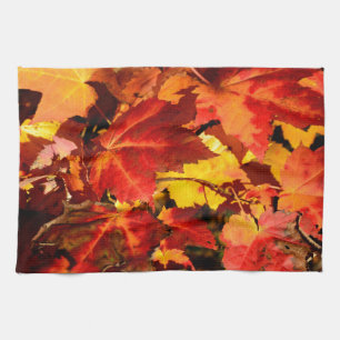 Colorful Autumn Leaves, goudrood oranje esdoorblad Theedoek