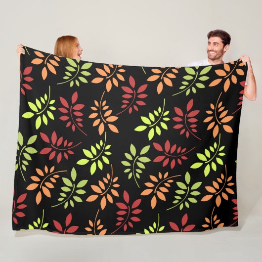 Colorful Autumn Leaves in Warm Tones Fleece Blanke Deken (In situ)