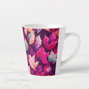 Colorful Autumn Leaves Pattern Latte Mok