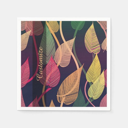 Colorful Autumn Leaves Pattern Napkins Servetten (Voorkant)
