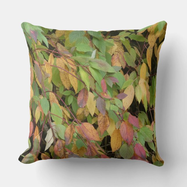 Colorful Autumn Leaves Pattern Throw Pillow Kussen (Voorkant)