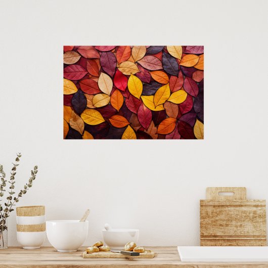Colorful Autumn Leaves Poster (Keuken)