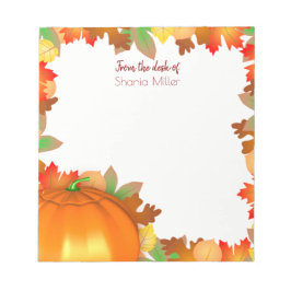 Colorful Autumn Leaves Pumpkin - Name Notitieblok