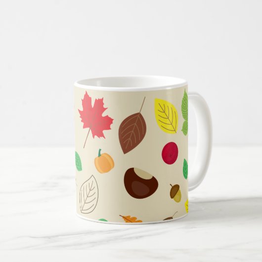 Colorful Autumn Leaves Pumpkin Pattern Koffiemok (Voorkant rechts)