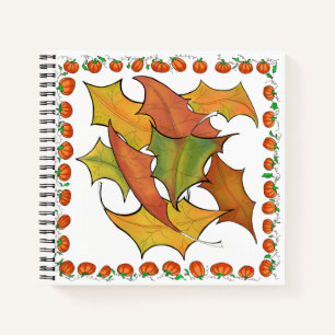 Colorful Autumn Leaves Pumpkins Sketch Notitieboek