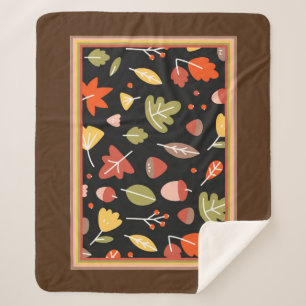 Colorful Autumn Pattern Sherpa Deken