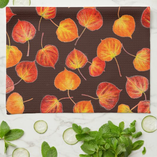 Colorful Autumn Quaking Aspen Leaves Theedoek (Gevouwen)