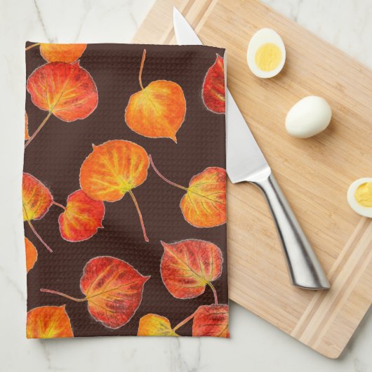 Colorful Autumn Quaking Aspen Leaves Theedoek (Quarter Fold)