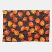 Colorful Autumn Quaking Aspen Leaves Theedoek (Horizontaal)