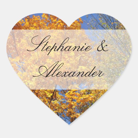 Colorful Autumn Trees Hart Sticker (Voorkant)