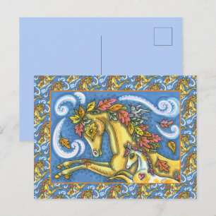 COLORFUL AUTUMN VERLAAT DE WHIMSISCHE HORSE EN KLO BRIEFKAART