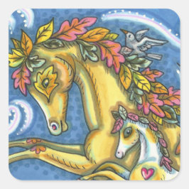 COLORFUL AUTUMN VERLAAT DE WHIMSISCHE HORSE EN KLO VIERKANTE STICKER