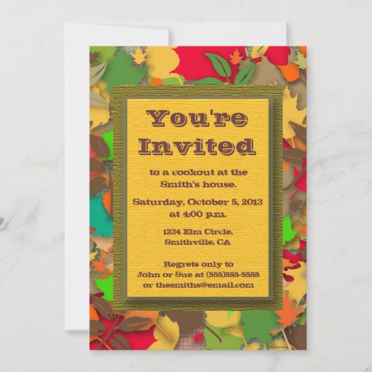 Colorful Autumn verliest Herfst Cookout Uitnodigin Kaart (Voorkant)