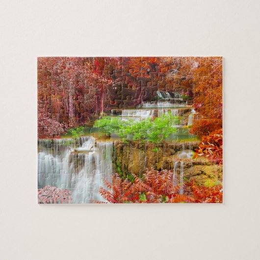 Colorful Autumn Waterfall Landscape Travel Natuur Legpuzzel (Horizontaal)
