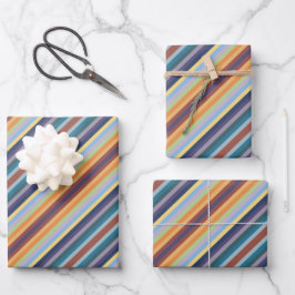 Colorful Autumn Winter Colored Stripes Pattern Inpakpapier Vel