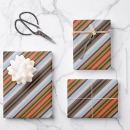 Colorful Autumn Winter Colored Stripes Pattern Inpakpapier Vel