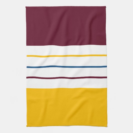 Colorful Autumnal Mulberry Amber Stripes Theedoek (Verticaal)