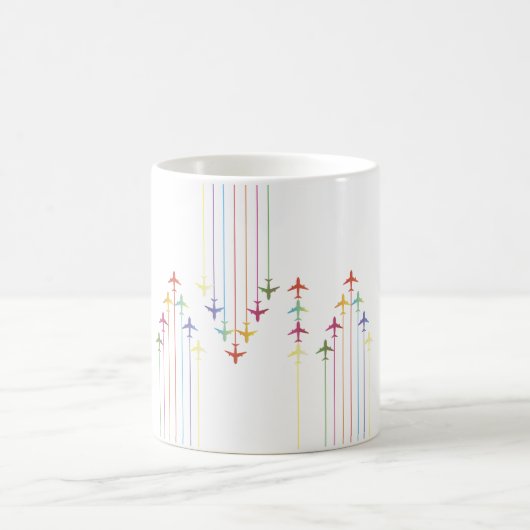 Colorful Aviation Plane Silhouettes Koffiemok (Center)