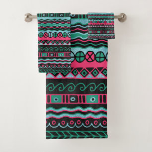 Colorful Aztec Inca Mayan Pattern Bad Handdoek