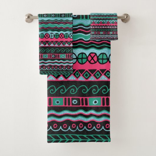 Colorful Aztec Inca Mayan Pattern Bad Handdoek (Insitu)