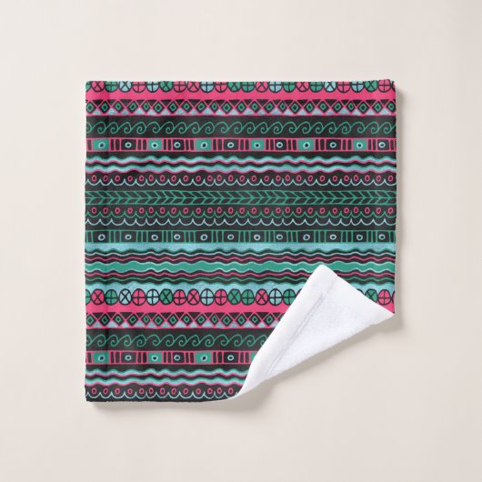 Colorful Aztec Inca Mayan Pattern Bad Handdoek (Wasdoekje)