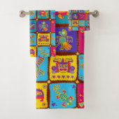 Colorful Aztec Mexican Animals 1 Bad Handdoek (Insitu)