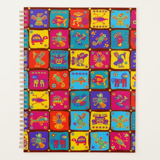 Colorful Aztec Mexican Animals 1 Planner (Voorkant)
