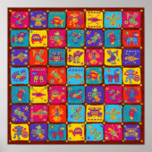 Colorful Aztec Mexican Animals 1 Poster (Voorkant)