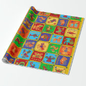 Colorful Aztec Mexican Animals Cadeaupapier (Uitgerold)