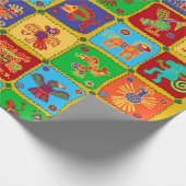 Colorful Aztec Mexican Animals Cadeaupapier (Hoek)