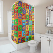 Colorful Aztec Mexican Animals Douchegordijn (In situ)