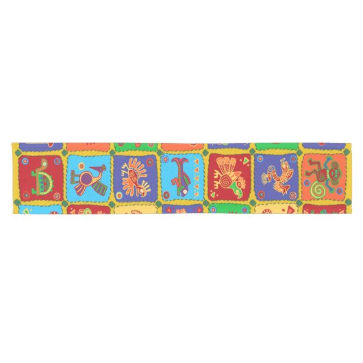 Colorful Aztec Mexican Animals Korte Tafelloper (Horizontaal)