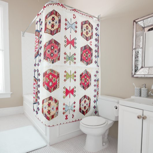 Colorful Aztec Pattern Accent Douchegordijn (In situ)