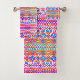 Colorful aztec pattern bad handdoek