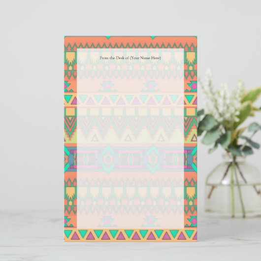 Colorful Aztec Pattern Briefpapier (Staand voorkant)