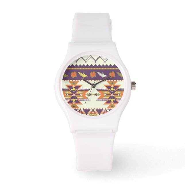 Colorful aztec pattern horloge (Voorkant)