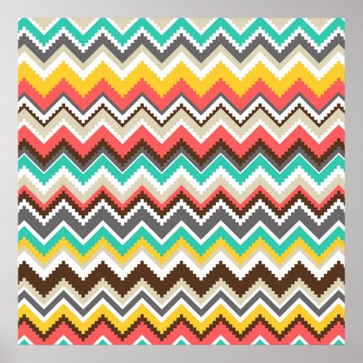 Colorful Aztec Tribal Chevron ZigZag Stripes Print (Voorkant)