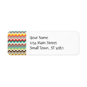 Colorful Aztec Tribal Chevron ZigZag Stripes Print Etiket