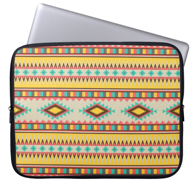Colorful Aztec Tribal Native American Diamonds Laptop Sleeve (Voorkant)