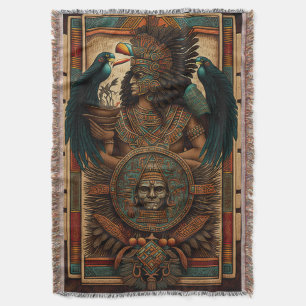 Colorful Aztec Warrior Blanket Deken