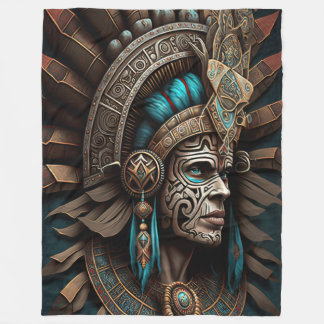Colorful Aztec Warrior Blanket Fleece Deken