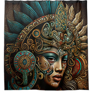 Colorful Aztec Warrior Princess Shower Curtain Douchegordijn