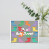 Colorful Baby Boots Unisex Shower-uitnodigingen Kaart (Staand voorkant)