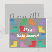 Colorful Baby Boots Unisex Shower-uitnodigingen Kaart (Voorkant / Achterkant)