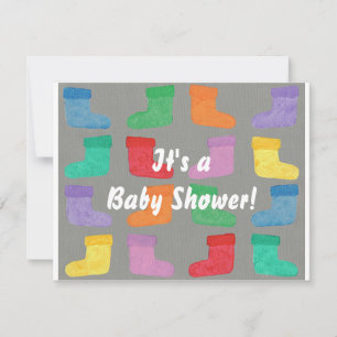 Colorful Baby Boots Unisex Shower-uitnodigingen Kaart