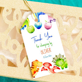 Colorful baby dinosaurs birthday personalized cadeaulabel
