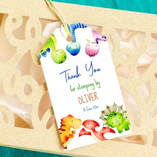 Colorful baby dinosaurs birthday personalized cadeaulabel
