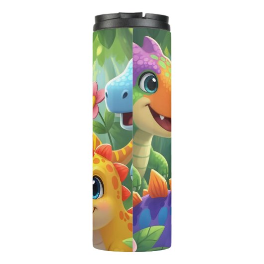 Colorful Baby Dinosaurs Roar Forest Thermosbeker (Achterkant)
