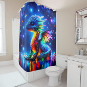Colorful Baby Dragon Douchegordijn (In situ)